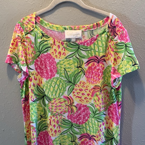 Pappagallo Pineapple Dress Beach Cruise Vacation Women’s Sz Large - Picture 2 of 8
